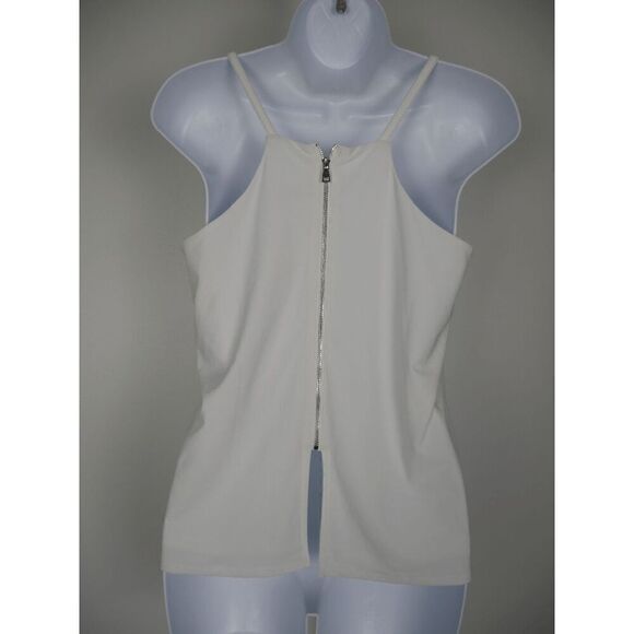 Bar III White V-neck Zippered Top Petite Small - Picture 4 of 8